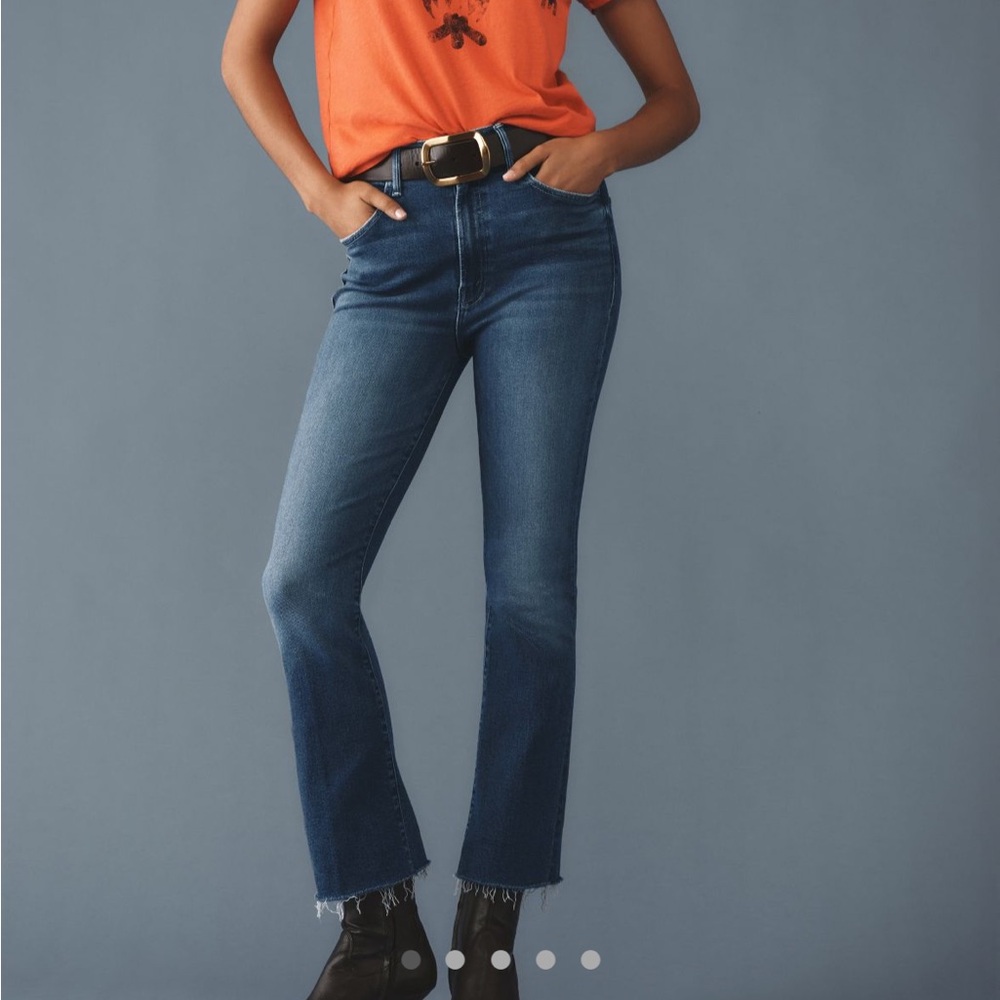 Mother The Hustler Ankle Fray Dark Blue Denim Jeans